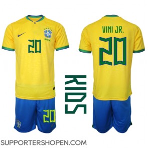 Brasilien Vinicius Junior #20 Hemmatröja Barn VM 2022 Kortärmad (+ korta byxor)